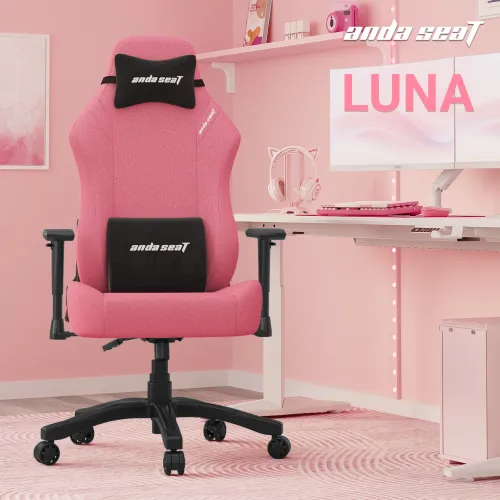 Fotel Anda Seat Luna L Pink Fabric Gamingowy do 100kg Tkanina Różowy