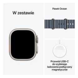 Apple Watch Ultra 3 GPS + Cellular koperta z natural tytanu Szary 49mm Pasek Ocean Granatowy