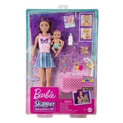 LALKA BARBIE SKIPPER OPIEKUNKA łóżeczko + bobas HJY33
