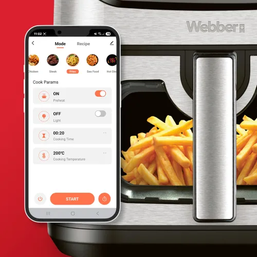 Air fryer Webber AF938 2200W 8l Aplikacja mobilna