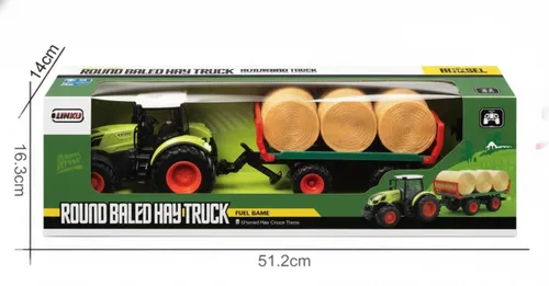 Zdalnie sterowany samochód COIL traktor na pilota z przyczepą i belami słomy