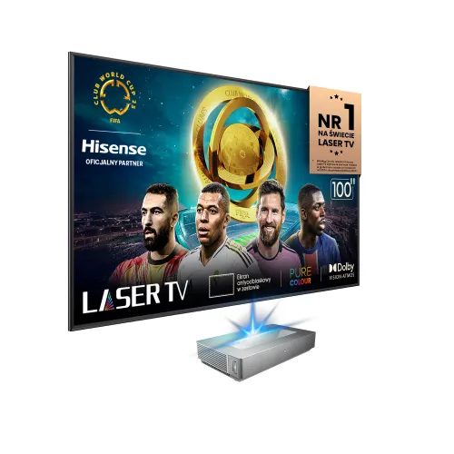 Projektor Hisense Laser TV - 100L5N - 4K UHD, Laser, Ekran ALR 100" w zestawie, Wi-Fi, BT, AirPlay, VIDAA OS
