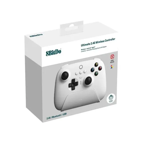 Pad 8BitDo Ultimate 2.4G Wireless Hall Effect do PC, Android, iOS Bezprzewodowy Biały