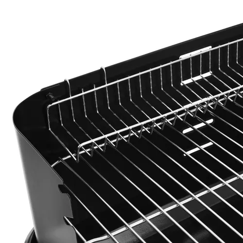 Grill węglowy ogrodowy na kółkach z 3 półkami i rożnem