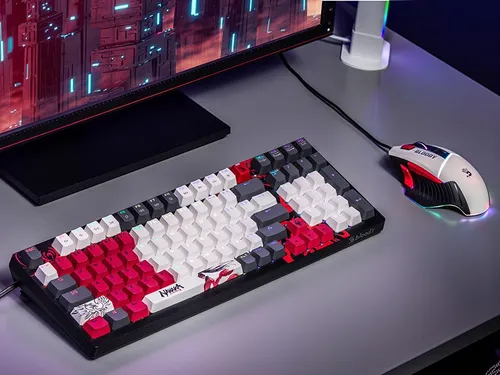 Klawiatura gamingowa A4Tech Bloody S98 Naraka BLMS Red Plus przewodowa mechaniczna podświetlana biało-czarna