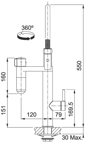 Bateria FRANKE Vital 120.0621.230 Gun metal-chrom