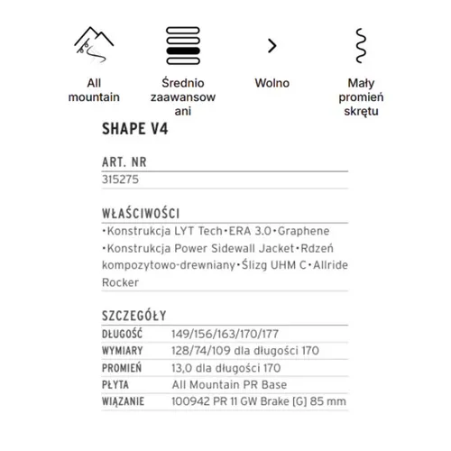 Narty HEAD Shape V4 + wiązania PR 11 GW 2026