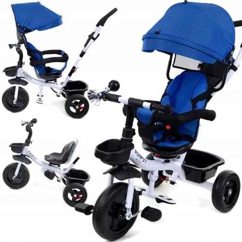 Rowerek trójkołowy z daszkiem FUNFIT obracany 360° wolne koło +trąbka