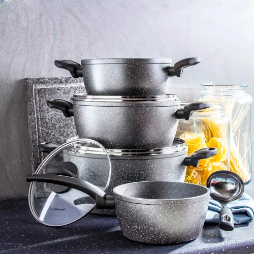 Garnek aluminiowy z pokrywką FLORINA LAVA GRAFITOWY 7,5 l