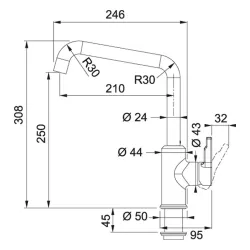 Bateria Franke Urban Chrom Mosiądz