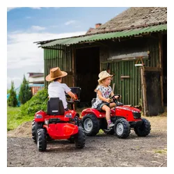 Traktor Na Pedały Dla Dzieci 3-6 Lat Do 50Kg Falk Massey Ferguson Przyczepa Klakson Łańcuch