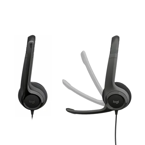 Słuchawki przewodowe z mikrofonem Logitech USB Headset H390 Nauszne Czarny