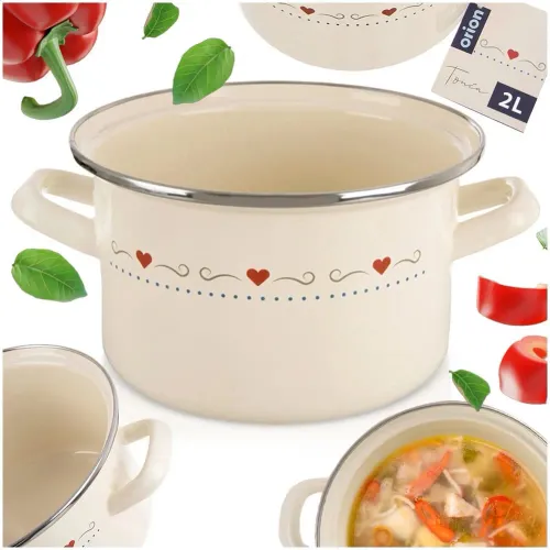 Garnek emaliowany kremowy TONCA 2 l