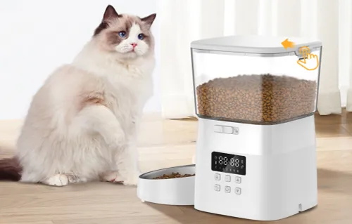 Dozownik karmy ROJECO 2L Button Version Automatic Smart Pet Feeder Biały