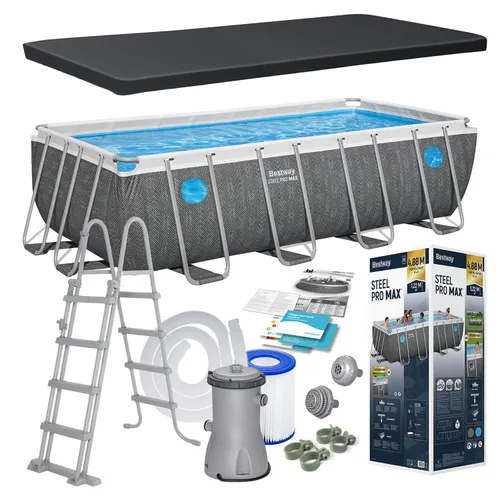 Basen stelażowy Bestway ogrodowy prostokątny 488x244x122 cm zestaw 10w1