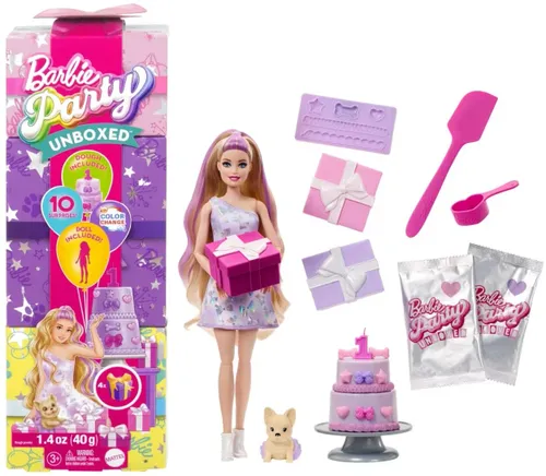 Lalka Barbie Party Unboxed Glam Party JFY68