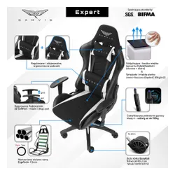 Fotel GAMVIS Expert Czarny (białe elementy)