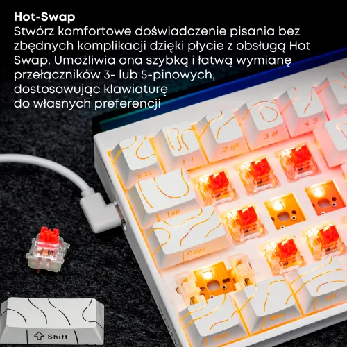 Klawiatura mechaniczna Ajazz NK68 Red Switch Biały