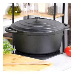 Garnek Żeliwny z Pokrywką Kociołek Brytfanka Brytfanna Okrągła 28 cm 5,9L