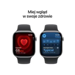 Apple Watch 11 GPS + Cellular 42mm koperta z aluminium (gwiezdna szarość) + pasek sportowy rozmiar S/M (czarny)