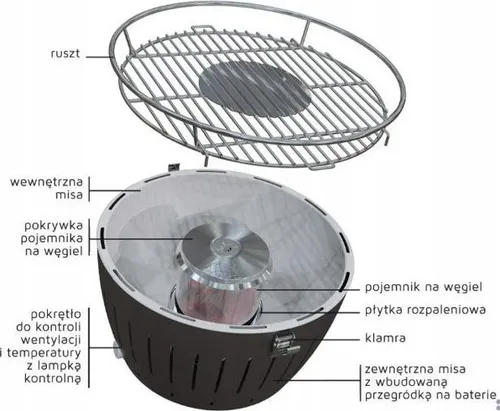 LotusGrill Kömür bahçe ızgarası XL 40 cm x 40 cm Turuncu + Kılıf