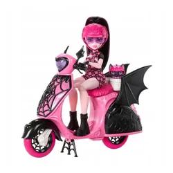LALKA MONSTER HIGH Draculaura wampirystyczny skuter, zestaw lalka+akcesoria JDR61