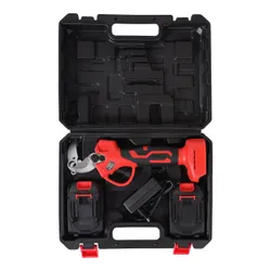 Ogrodowy sekator akumulatorowy elektryczny do gałęzi 2 akumulatory czerwony