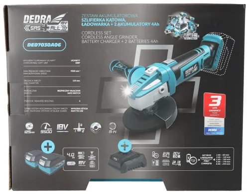 Szlifierka kątowa akumulatorowa DEDRA SAS+ALL DED7030A06
