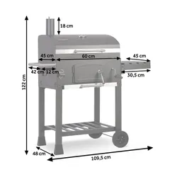 Grill węglowy ogrodowy Berdsen BD-891 komin żeliwny ruszt termometr + pokrowiec