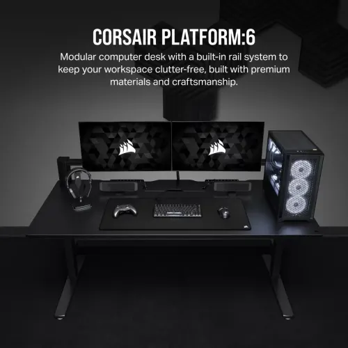Biurko Corsair Platform:6 Standardowy180cm Czarny Laminat