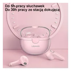 Słuchawki bezprzewodowe USAMS BU12 Series TWS Douszne Bluetooth 5.1 Różowy