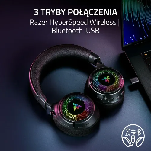 Słuchawki bezprzewodowe z mikrofonem Razer Kraken V4 Nauszne Czarny