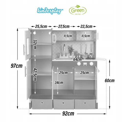 KUCHNIA DLA DZIECI DREWNIANA KINDERPLAY ŚWIATŁO