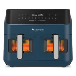 Air Fryer Frytkownica beztłuszczowa TURBOTRONIC TT-DAF6W Niebieski 9l z podwójnym koszem