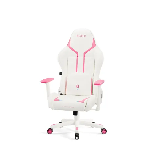Fotel Diablo Chairs X-Ray 2.0 Small do 90kg Skóra ECO Biało-różowy