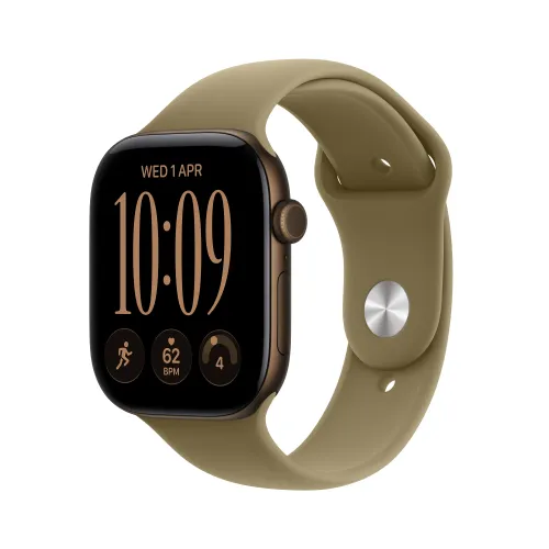 Apple Watch Series 12 GPS 46mm z aluminium Ciemny brąz Pasek Sportowy Oliwka - M/L