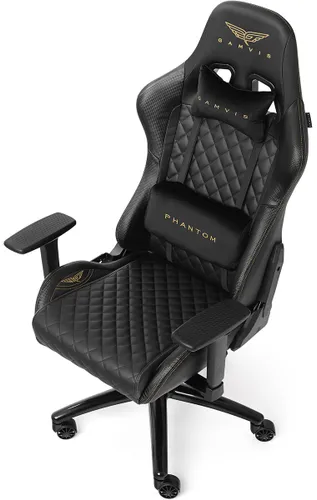 Fotel GAMVIS Phantom Large Pikowany Czarny (złote elementy)