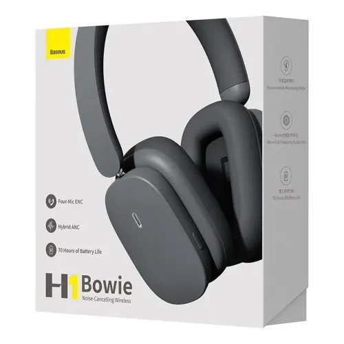 Słuchawki bezprzewodowe Baseus Bowie H1 ANC Nauszne Bluetooth 5.2 Czarny