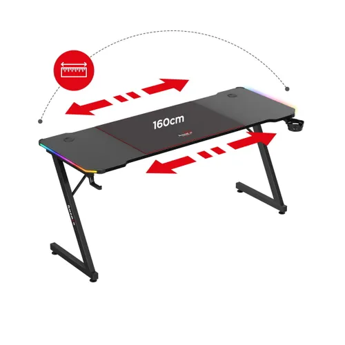 Biurko gamingowe HUZARO Hero 4.8 RGB Czarny