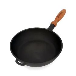 Patelnia żeliwna z pokrywką i odpinaną rączką MAYSTERNYA WOOD 24 cm