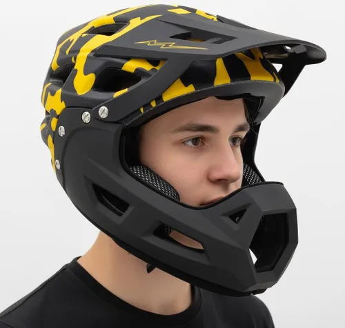 Kask XRIDER XRFH003M Czarno-żółty Full Face z odkręcaną szczęką (rozmiar M)