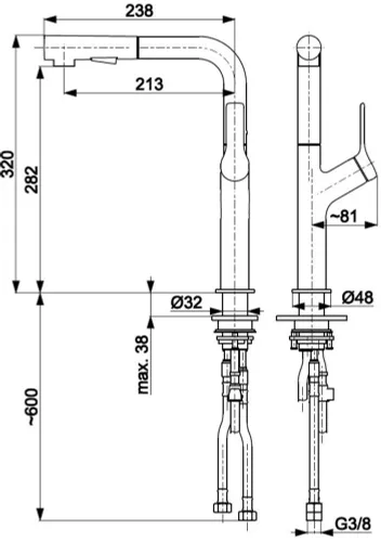 Bateria KFA ARMATURA Duero Design 6623-220-34 Miedź szczotkowana