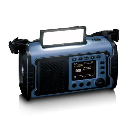 Radioodbiornik Lenco PDR-255BU Ładowanie solarne Na korbkę Latarka Powerbank Radio DAB+ Niebieski