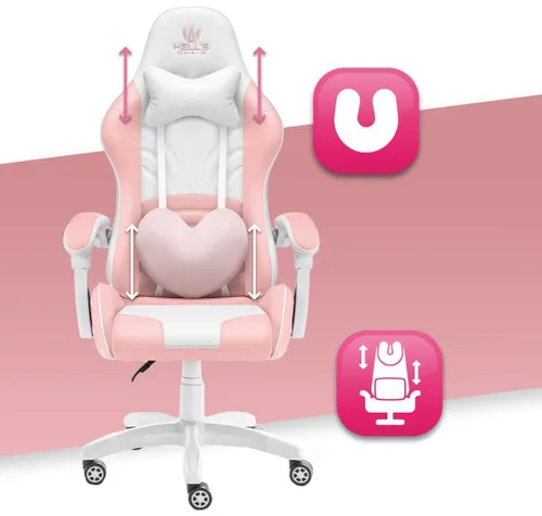 Fotel gamingowy HELL'S CHAIR Rainbow 2.0 Różowo-Biały
