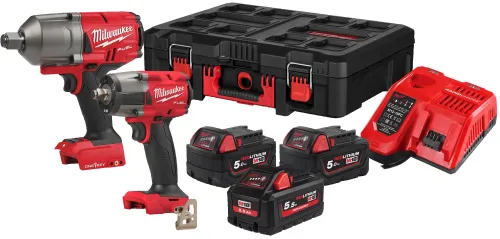 Zestaw elektronarzędzi Milwaukee M18 FPP2AS-553P (klucz udarowy + klucz udarowy kompaktowy + 3x akumulator + ładowarka + skrzynia)