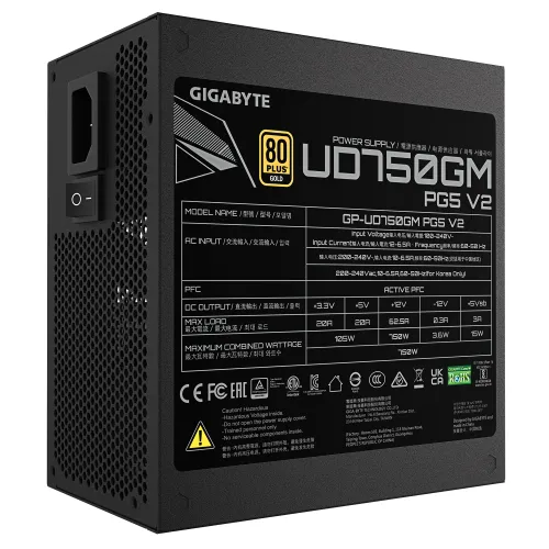 Zasilacz Gigabyte UD750GM PG5 V2 750W 80+ Gold Czarny