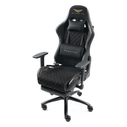 Fotel GAMVIS Phantom Large Czarny (złote elementy) + podnóżek