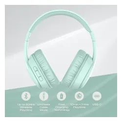 Słuchawki bezprzewodowe PowerLocus P7 Mint Nauszne Bluetooth 5.3 Miętowy