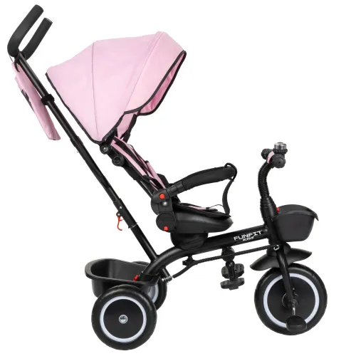 Rowerek trójkołowy z daszkiem FUNFIT 3w1 pchacz Zippy +dzwonek różowy