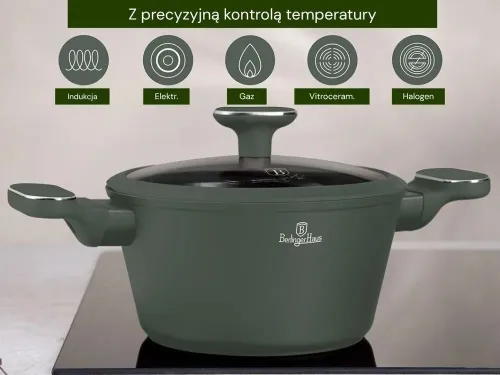 Zestaw patelni i garnków BERLINGER HAUS Matte Green BH 8208N (15 elementów)